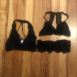 NWOT Black Bralette bundle VS and F21